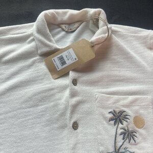NWT FAHERTY Mens Cabana Towel Terry Button Shirt XS Sud South Sand Beach